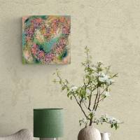 FRÜHLINGSBLÜTENHERZ - florales, abstraktes Gemälde auf Leinwand von Christiane Schwarz Bild 8