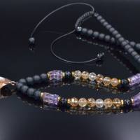 Herren Halskette aus Edelsteinen Citrin Ametrin Onyx und Hämatit mit Citrin-Anhänger, Länge 61 cm Bild 8