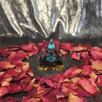 Amethyst / Obidian Kristall Pyramide, Geldsegen,Geldschutz, Schutz vor Neidern positive Energie anziehen, Chakren stärke Bild 3