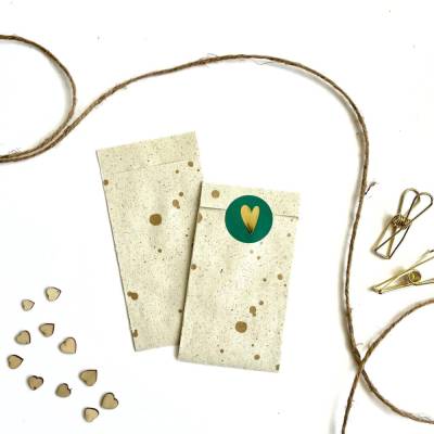 Mini-Geschenktüten GOLD Graspapier 5-50 Stück 7x13 cm klein flach Papier-Flachbeutel Minitasche Schmuckbeutel