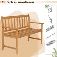 Gartenbank aus Akazienholz mit personalisiertem Metallschild - Sitzbank - Geschenk zur Goldenen Hochzeit und Geburtstag Bild 3