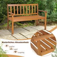 Gartenbank aus Akazienholz mit personalisiertem Metallschild - Sitzbank - Geschenk zur Goldenen Hochzeit und Geburtstag Bild 4