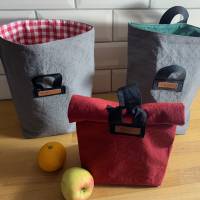 Lunchbag, gross,Snackbag, Frühstücksbeutel, Utensilo, kleine Tasche, Canvas, 2 Farben Bild 1