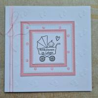 Glückwunschkarte: Zur Geburt - Willkommen im Leben - Babykarte - Rosa Bild 3