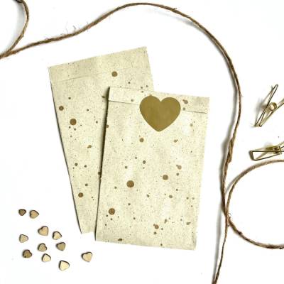 Geschenktüten GOLD Graspapier 5-50 Stück 12x19 cm nachhaltig verpacken für Schmuck Süßigkeiten Geschenke
