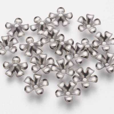 50 Perlkappen,Edelstahl, Blüten