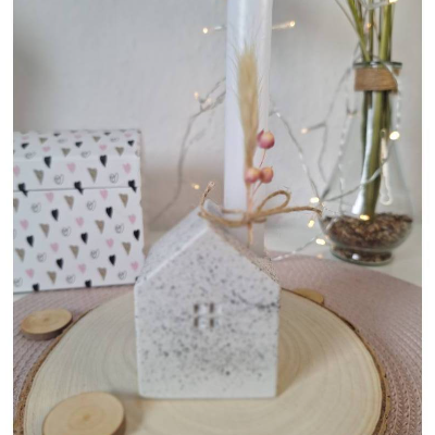 Kerze mit Häuschen-Kerzenhalter | Kerzenhalter Haus | handgefertigt