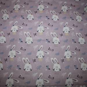 12,40 EUR/m Baumwollstoff Hasen Kaninchen auf lila 100% Baumwolle Bild 3