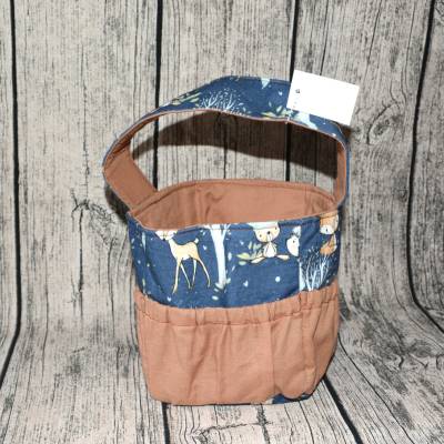 Musikbox-Tasche- Tasche für Toniebox*-Osterkörbchen-Kindertasche- Waldtiere Boho blau/ hellbraun