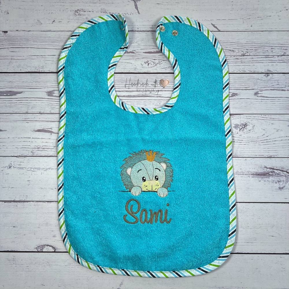 Personalisiertes Baby Lätzchen Löwe - Mit Namen Und Sternen