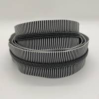 Reißverschluss Smoky-Stripes, breit, schwarz-weiß / gunmetalfarbene Spirale Bild 1