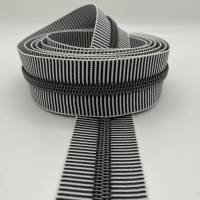 Reißverschluss Smoky-Stripes, breit, schwarz-weiß / gunmetalfarbene Spirale Bild 3