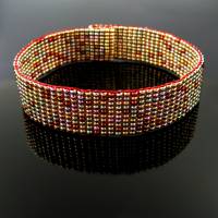 Edles gewebtes Armband aus bunten metallic Rocailles Bild 1