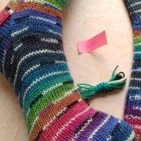 Wollsocken, handgestrickte Socken, Gr 40/41, gestrickte Socken, Regenbogen Bild 3