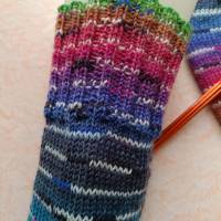 Wollsocken, handgestrickte Socken, Gr 40/41, gestrickte Socken, Regenbogen Bild 4