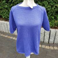 Damenpullover Kurzarmpulli aus Baumwolle Sommerpulli in Blau Bild 6