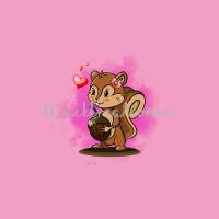 Panel Eichhörnchen pink Eigenproduktion Jersey French Terry Kunstleder Bild 2