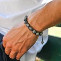 Herren Armband aus Edelsteinen Jaspis Quarz und Cubic Zirkonia, Geschenk für Mann, Naturstein Armband Bild 3
