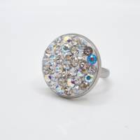 Edelstahl-Ring Crystal AB Weiß Moonlight Shimmer (SCR54) Bild 2