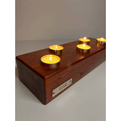Kerzenhalter, Teelichthalter aus Edelholz | Massives Padouk Holz | Kerzenständer inkl. 5 Edelstahl Teelichthalter