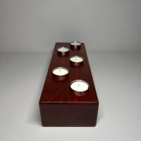 Kerzenhalter, Teelichthalter aus Edelholz | Massives Padouk Holz | Kerzenständer inkl. 5 Edelstahl Teelichthalter Bild 6