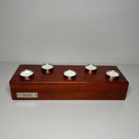 Kerzenhalter, Teelichthalter aus Edelholz | Massives Padouk Holz | Kerzenständer inkl. 5 Edelstahl Teelichthalter Bild 7