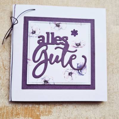 Kleine Grußkarte - Geburtstagskarte - Alles Gute - Lila Anemonen