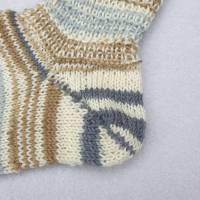 Damensocken Socken handgestrickt in Natur mit schönen Streifen Größe 38/39 ➜ Bild 4