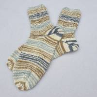Damensocken Socken handgestrickt in Natur mit schönen Streifen Größe 38/39 ➜ Bild 6