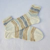 Damensocken Socken handgestrickt in Natur mit schönen Streifen Größe 38/39 ➜ Bild 8