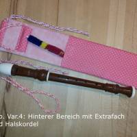 Flötentasche mit Namen, Flötenbeutel - Rosa dots (mit optionalen Zubehörfach / Fütterung) Bild 6