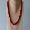 Häkelkette, rot schwarz, 52 cm, Halskette aus Glasperlen gehäkelt, Perlenkette, Glasperlenkette, Magnet, Häkelschmuck Bild 2