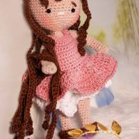 Gehäkelte Vintage Puppe, gehäkelte Puppe, Sammlerpuppe, süße gehäkelte Puppe mit Kleid und langem Haar, Unikat Puppen Bild 7