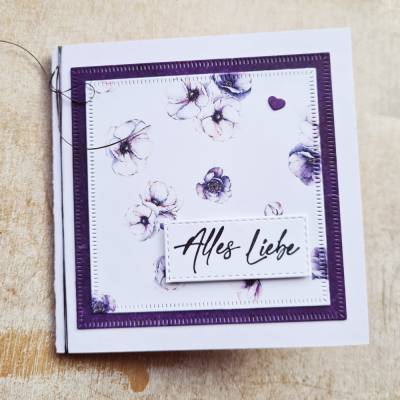 Kleine Grußkarte - Geburtstagskarte - Alles Liebe - Lila Anemonen