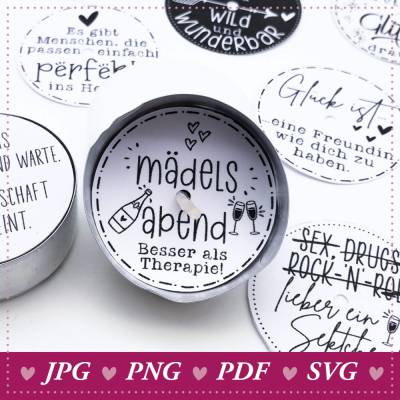 Teelichtbotschaften Mädelsabend! Sprüche, liebevolles Design und eine Extraportion Prosecco! Freundinnen