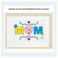 Muttertagskarte zum Ausdrucken ausmalen, Ausmalvorlage für Karte und Wandbild zum Muttertag, DIY download PJG + PDF Bild 3