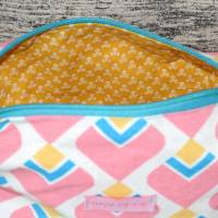 Boxy Bag-Kosmetiktasche.Stiftemäppchen-Federmäppchen-Schminktasche-pink-blau-weiß-gelb Retro Bild 3