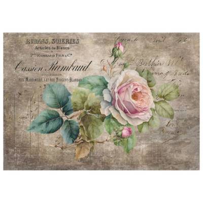 Reispapier - Motiv Strohseide - A4 - Decoupage - Vintage - Shabby - Rose - 200060