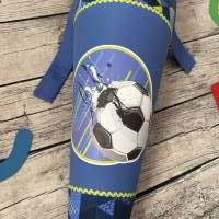 coole Schultüte / Zuckertüte in Blau mit Fußball-Motiv Bild 2