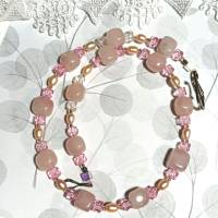 Kette Rosenquarz und Perlen rosa Muttertag Geschenk Bild 1