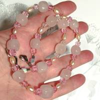 Kette Rosenquarz und Perlen rosa Muttertag Geschenk Bild 3