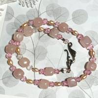 Kette Rosenquarz und Perlen rosa Muttertag Geschenk Bild 4