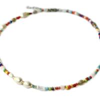 Damenkette Perlenkette Süßwasserperlen bunt Geschenk Frauen Schwester Freundin Bild 4