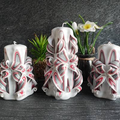 Kleine Geschnitzte Kerzen-Set Wohndeko, Geschenkidee, Einzigartige, Unikate Carved Candle, Handgefertigt