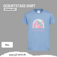 Personalisiertes Shirt GEBURTSTAG Zahl & Name personalisiert Regenbogen Dino Mädchen Bild 10