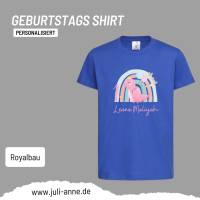 Personalisiertes Shirt GEBURTSTAG Zahl & Name personalisiert Regenbogen Dino Mädchen Bild 2