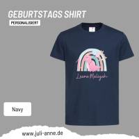 Personalisiertes Shirt GEBURTSTAG Zahl & Name personalisiert Regenbogen Dino Mädchen Bild 3