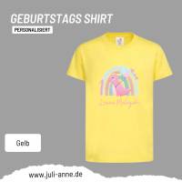 Personalisiertes Shirt GEBURTSTAG Zahl & Name personalisiert Regenbogen Dino Mädchen Bild 4