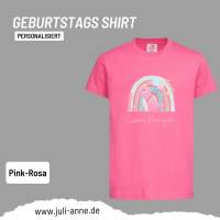 Personalisiertes Shirt GEBURTSTAG Zahl & Name personalisiert Regenbogen Dino Mädchen Bild 6