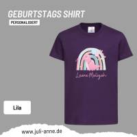 Personalisiertes Shirt GEBURTSTAG Zahl & Name personalisiert Regenbogen Dino Mädchen Bild 7